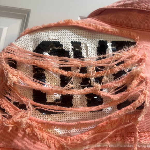 Pol Peach Jean Jacket "Love" - size Small - Picture 7 of 7